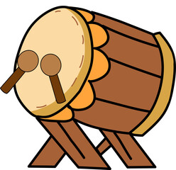 Traditional indonesian bedug mosque drum illustration.
