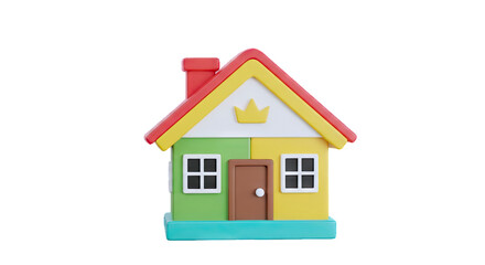 Cartoon House with Crown Emblem