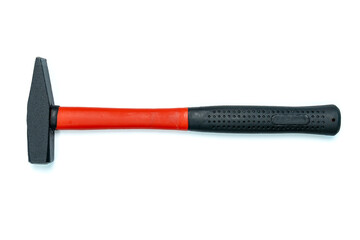 Iron hammer isolated on white background. Top view.