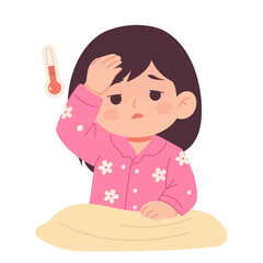 Girl with Fever Care Illustration