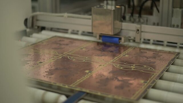 VDO Process PCB screen solder mask in factory.