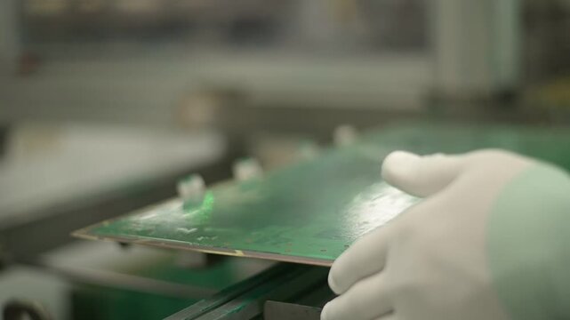 VDO Process PCB screen solder mask in factory.