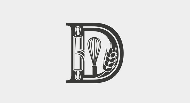 Baking Logo with Rolling Pin Whisk.