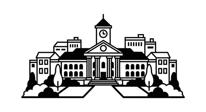 Large Building with Clock Tower Architecture.