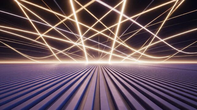 Abstract light ray convergence on geometric patterned surface background