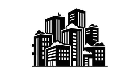 Naklejka premium City skyline with tall buildings.