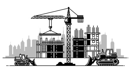 Construction site with heavy machinery. © AHMAD