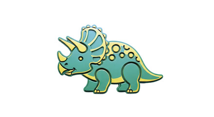 Naklejka premium Green and Yellow Triceratops Dinosaur Illustration