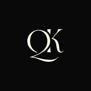 Elegant Intertwined Q and K logo design. QK monogram. Modern, sophisticated branding symbol suitable for luxury fashion, design studios, and editorial logos.
