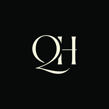 Elegant Intertwined Q and H logo design. QH monogram. Modern, sophisticated branding symbol suitable for luxury fashion, design studios, and editorial logos.