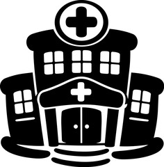 Hospital building with prominent cross symbol, representing healthcare and medical services, stands as beacon of hope and healing