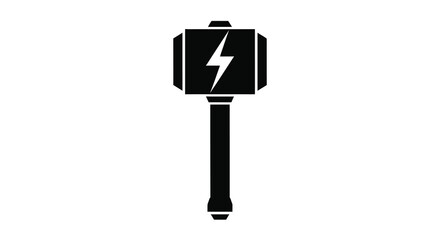 Fototapeta premium Black hammer with a lightning bolt a striking silhouette