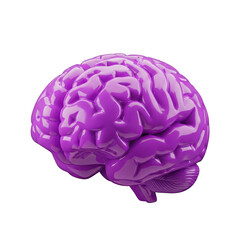 Fototapeta premium An abstract illustration of a human brain rendered in vibrant purple hue. isolated on transparent background