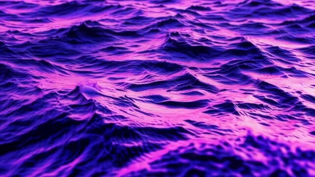 A purple and pink abstract depiction of ocean waves crashing on a rocky shoreline at sunset, used for backgrounds or textures
