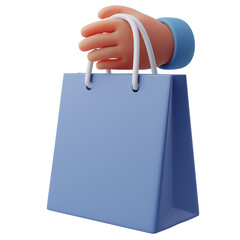 3D hand holding a shopping bag