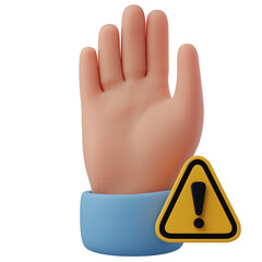3D warning symbol with hand