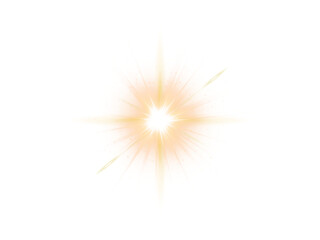 Fototapeta premium bright golden sunburst light effect vector, glowing yellow star flare, radiant sun beam glow