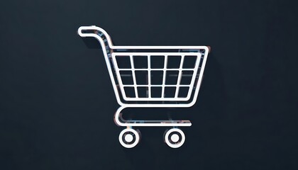 Modern Outline Shopping Cart Icon on Dark Background, E-commerce and Online Retail Concept for Web Storefronts and Digital Marketing, Professional Retail Buy Button and Checkout Symbol.