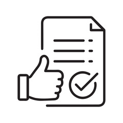 Obraz premium Document accredited approval icon, authorized agreement thin line symbol for web and mobile phone on white background - vector illustration eps 10 