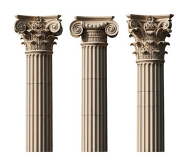 Exploring ancient pillars architectural photography at heritage sites isolated on transparent background