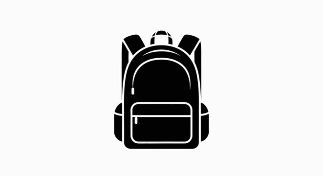Black backpack with white outline details.