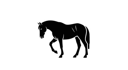 Fototapeta premium Black horse silhouette walking alone.