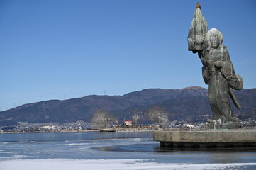 凍結した諏訪湖