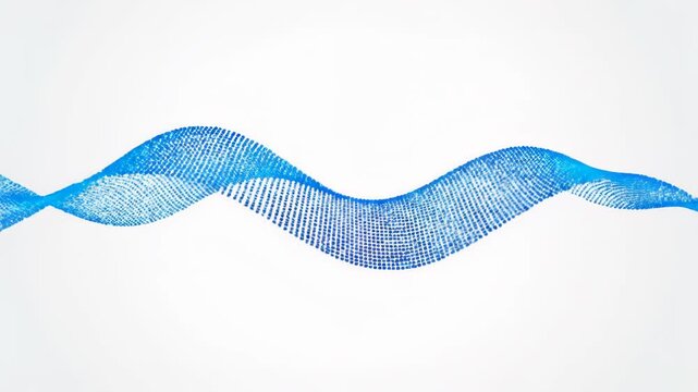 Abstract blue mesh wave pattern on a minimalist white background