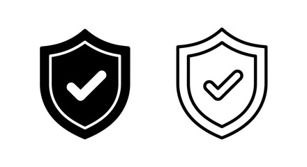 Security Checkmark Shield Icon Set for Digital Protection and Approval