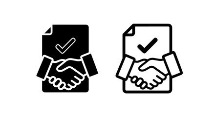 Fototapeta premium Business Agreement Icon with Handshake and Document for Contract and Partnership Confirmation