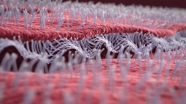 Microscopic Cilia Field Vibrant with Organic Texture and Dynamic Perspective.