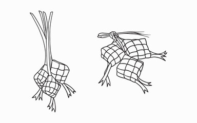 hand drawn indonesian traditional food called ketupat for ramadan graphic element