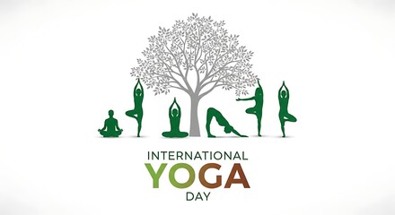 Obraz premium International yoga day celebrations with tree and yoga poses