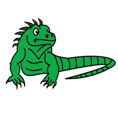 Fototapeta premium iguana drawing green color kids clipart educational book animal.eps