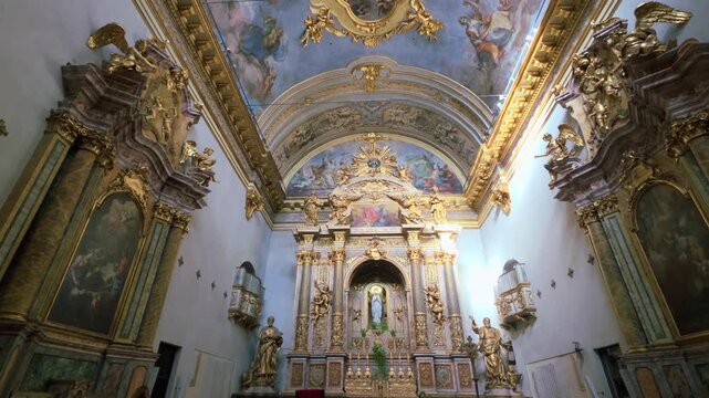 Baroque Interior of Santa Maria sopra Minerva Church in Temple of Minerva, Assisi, Umbria, Italy