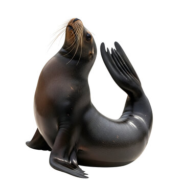 Sea lion posing with whiskers isolated on transparent background