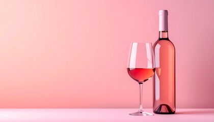 お洒落で高級感のあるワインボトルとワイングラスのイメージ画像