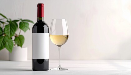 お洒落で高級感のあるワインボトルとワイングラスのイメージ画像