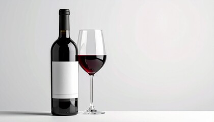 お洒落で高級感のあるワインボトルとワイングラスのイメージ画像