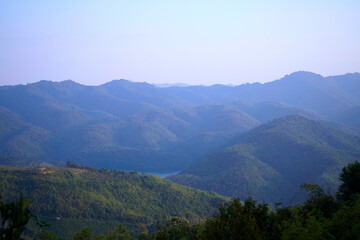 Naklejka premium mountain landscape with clouds