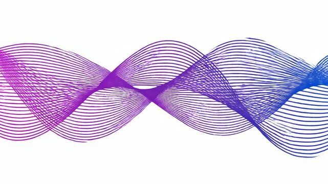Abstract wavy lines vector art background with purple blue gradient