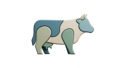 Obraz premium Stylized Cartoon Cow Illustration with Soft Pastel Colors for Kids