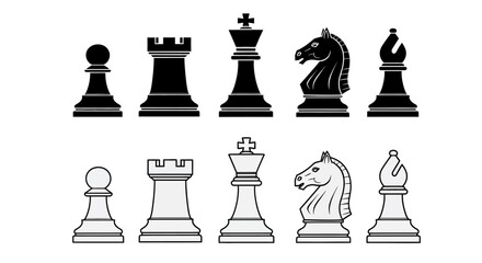 An illustration shows chess pieces arranged in two rows on a plain surface. © Hussnain