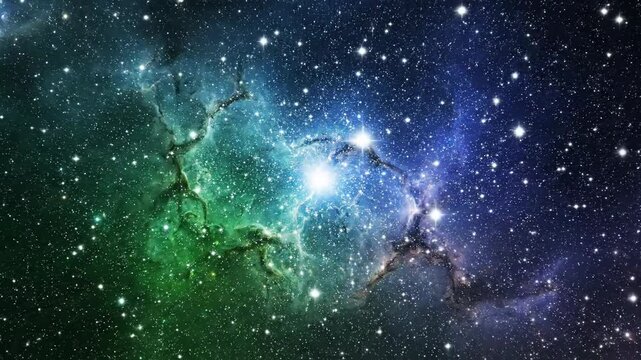 Beautiful deep space nebula with star clusters and colorful cosmic dust