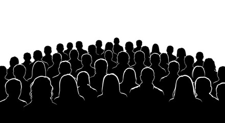 Naklejka premium A group of people silhouetted against a white background