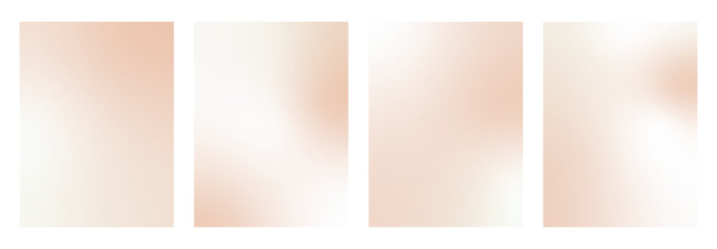 Rose gold nacre gradation with peach plain colors. Set of vertical pink cream gradient bg for soft template. Brown calm foil for cosmetic silk cream design or social media. Vector plain blur backdrop.