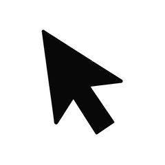 A black computer mouse cursor icon on a white background