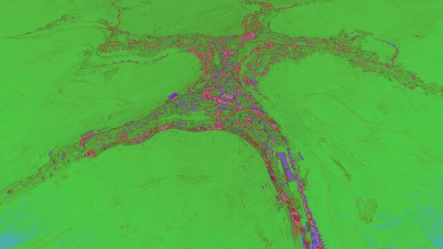 Centuripe thermal night vision aerial view of illuminated Italian mountain town properties energy