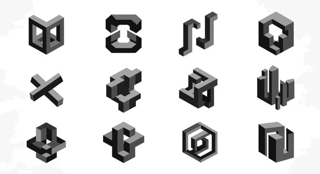 Impossible Geometry: Isometric Optical Illusion Shapes