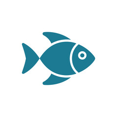 Obraz premium A simple blue fish icon on a white background for design use